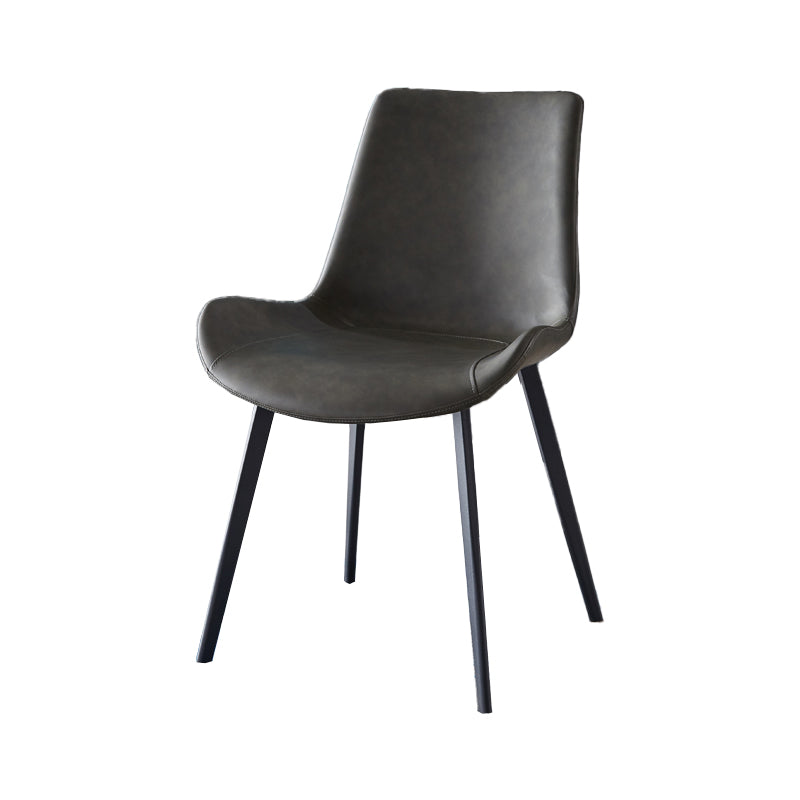 Modern Leather Restaurant Side Chair Matte Finish Solid Back Dining Chair (Set of 2) Clearhalo ' kitchen&dining_furn' 'Dining Chairs' 'Dining Tables & Seating' 'dining_chair' 'furn' 'furn_dining_chair' 'Furniture' 'furniture_dining_chair' 'Kitchen & Dining Furniture' 'kitchen' 4237352
