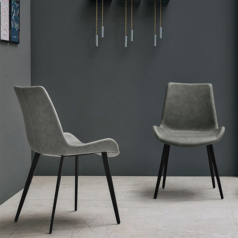 Modern Leather Restaurant Side Chair Matte Finish Solid Back Dining Chair (Set of 2) Clearhalo ' kitchen&dining_furn' 'Dining Chairs' 'Dining Tables & Seating' 'dining_chair' 'furn' 'furn_dining_chair' 'Furniture' 'furniture_dining_chair' 'Kitchen & Dining Furniture' 'kitchen' 4237359