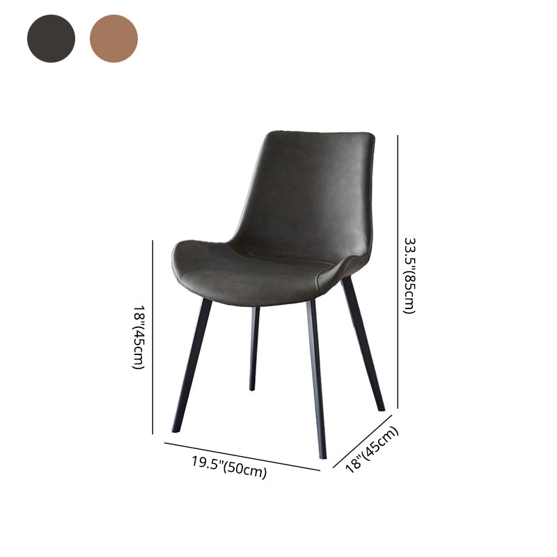 Modern Leather Restaurant Side Chair Matte Finish Solid Back Dining Chair (Set of 2) Clearhalo ' kitchen&dining_furn' 'Dining Chairs' 'Dining Tables & Seating' 'dining_chair' 'furn' 'furn_dining_chair' 'Furniture' 'furniture_dining_chair' 'Kitchen & Dining Furniture' 'kitchen' 4237360