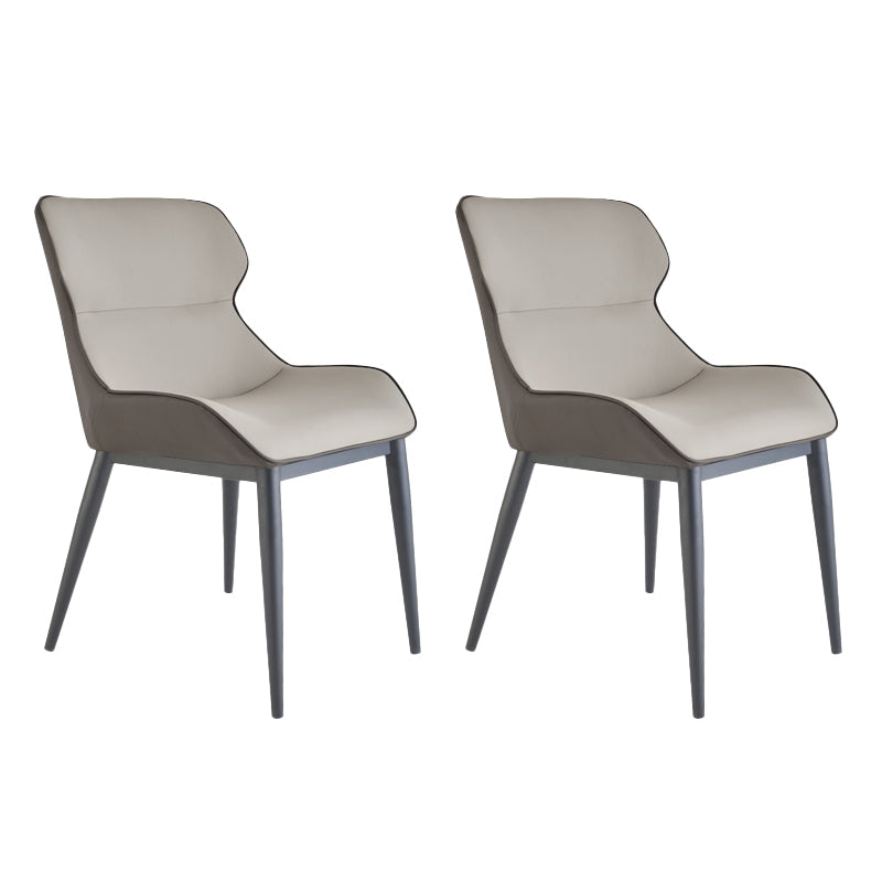 Modern Leather Restaurant Side Chair Matte Finish Wingback Dining Chair (Set of 2) Light Gray Clearhalo ' kitchen&dining_furn' 'Dining Chairs' 'Dining Tables & Seating' 'dining_chair' 'furn' 'furn_dining_chair' 'Furniture' 'furniture_dining_chair' 'Kitchen & Dining Furniture' 'kitchen' 4237363