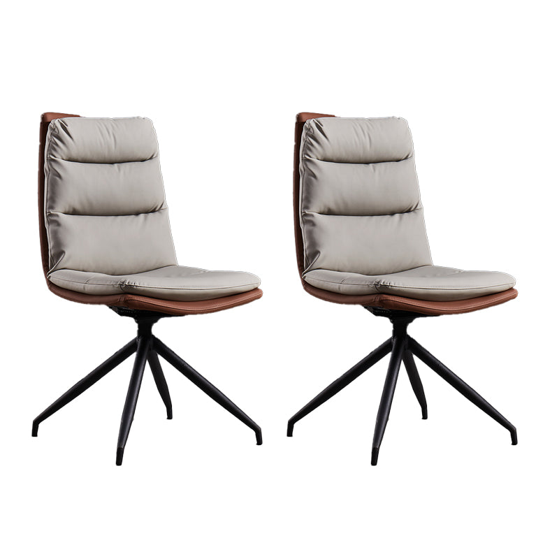 Modern Leather Home Side Chair Matte Finish Solid Back Dining Chair (Set of 2) Gray Coffee Clearhalo ' kitchen&dining_furn' 'Dining Chairs' 'Dining Tables & Seating' 'dining_chair' 'furn' 'furn_dining_chair' 'Furniture' 'furniture_dining_chair' 'Kitchen & Dining Furniture' 'kitchen' 4237375
