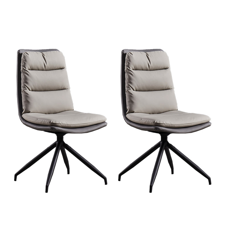 Modern Leather Home Side Chair Matte Finish Solid Back Dining Chair (Set of 2) Gray-White Clearhalo ' kitchen&dining_furn' 'Dining Chairs' 'Dining Tables & Seating' 'dining_chair' 'furn' 'furn_dining_chair' 'Furniture' 'furniture_dining_chair' 'Kitchen & Dining Furniture' 'kitchen' 4237376