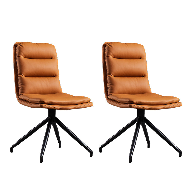 Modern Leather Home Side Chair Matte Finish Solid Back Dining Chair (Set of 2) Orange Clearhalo ' kitchen&dining_furn' 'Dining Chairs' 'Dining Tables & Seating' 'dining_chair' 'furn' 'furn_dining_chair' 'Furniture' 'furniture_dining_chair' 'Kitchen & Dining Furniture' 'kitchen' 4237378