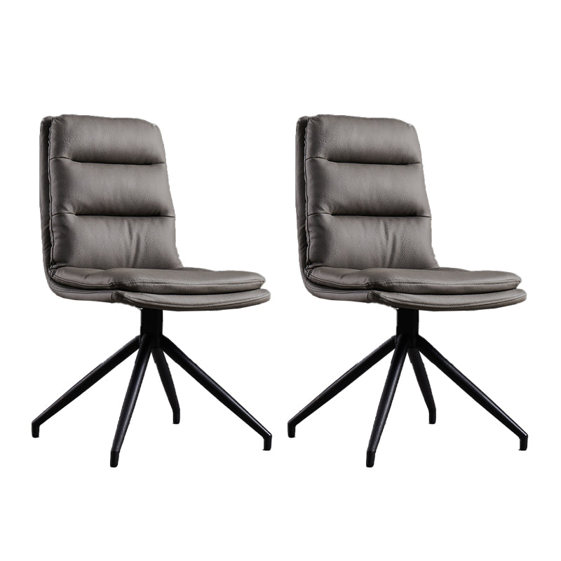 Modern Leather Home Side Chair Matte Finish Solid Back Dining Chair (Set of 2) Grey Clearhalo ' kitchen&dining_furn' 'Dining Chairs' 'Dining Tables & Seating' 'dining_chair' 'furn' 'furn_dining_chair' 'Furniture' 'furniture_dining_chair' 'Kitchen & Dining Furniture' 'kitchen' 4237382