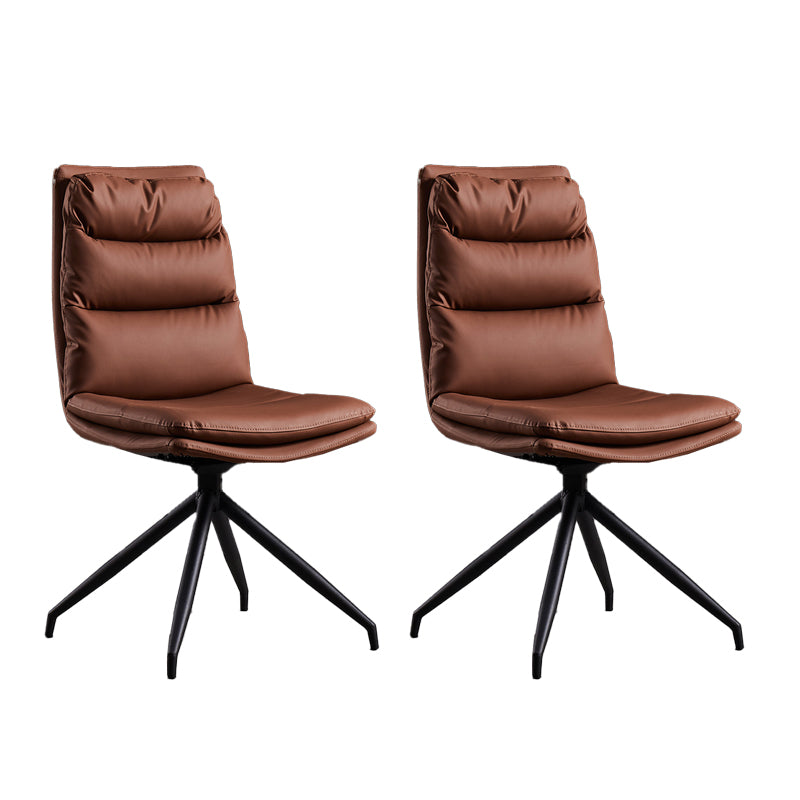 Modern Leather Home Side Chair Matte Finish Solid Back Dining Chair (Set of 2) Coffee Clearhalo ' kitchen&dining_furn' 'Dining Chairs' 'Dining Tables & Seating' 'dining_chair' 'furn' 'furn_dining_chair' 'Furniture' 'furniture_dining_chair' 'Kitchen & Dining Furniture' 'kitchen' 4237384