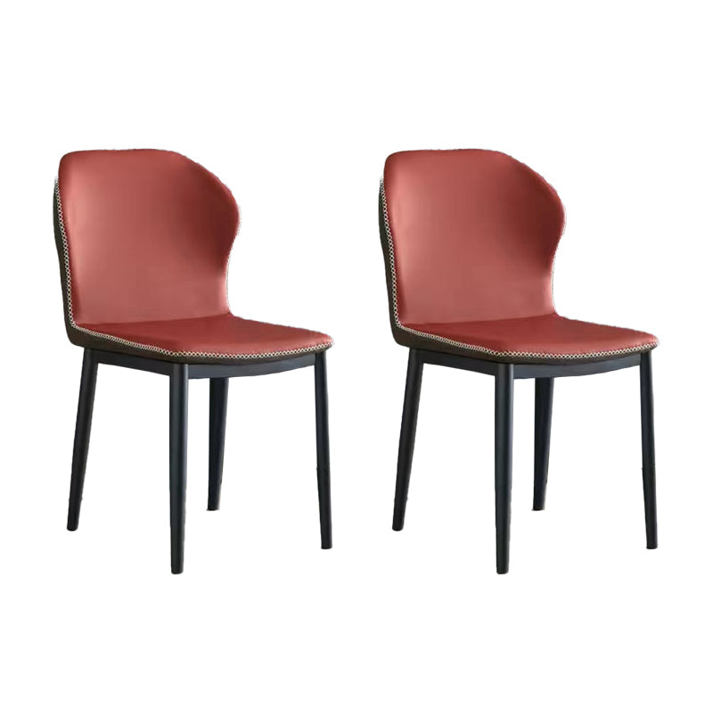 Modern Leather Home Side Chair Matte Finish Wingback Dining Chair (Set of 2) Red Brown Clearhalo ' kitchen&dining_furn' 'Dining Chairs' 'Dining Tables & Seating' 'dining_chair' 'furn' 'furn_dining_chair' 'Furniture' 'furniture_dining_chair' 'Kitchen & Dining Furniture' 'kitchen' 4237394