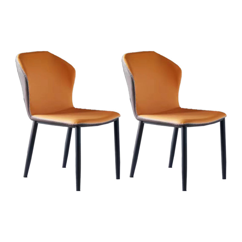 Modern Leather Home Side Chair Matte Finish Wingback Dining Chair (Set of 2) Orange Clearhalo ' kitchen&dining_furn' 'Dining Chairs' 'Dining Tables & Seating' 'dining_chair' 'furn' 'furn_dining_chair' 'Furniture' 'furniture_dining_chair' 'Kitchen & Dining Furniture' 'kitchen' 4237400