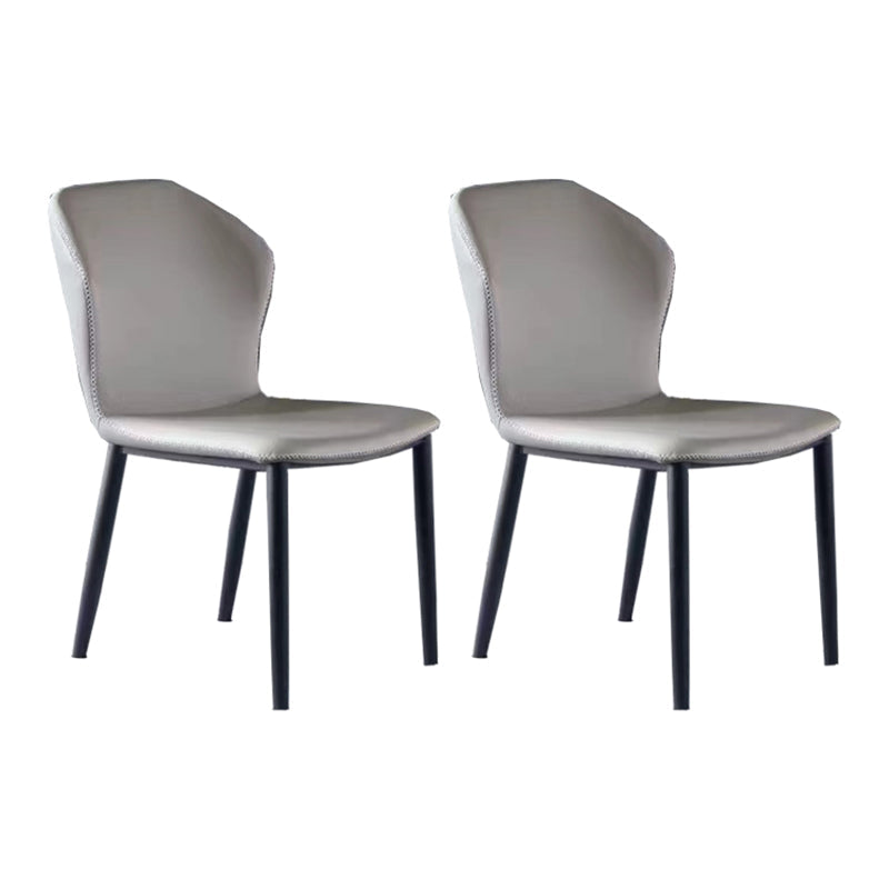 Modern Leather Home Side Chair Matte Finish Wingback Dining Chair (Set of 2) Grey Clearhalo ' kitchen&dining_furn' 'Dining Chairs' 'Dining Tables & Seating' 'dining_chair' 'furn' 'furn_dining_chair' 'Furniture' 'furniture_dining_chair' 'Kitchen & Dining Furniture' 'kitchen' 4237402
