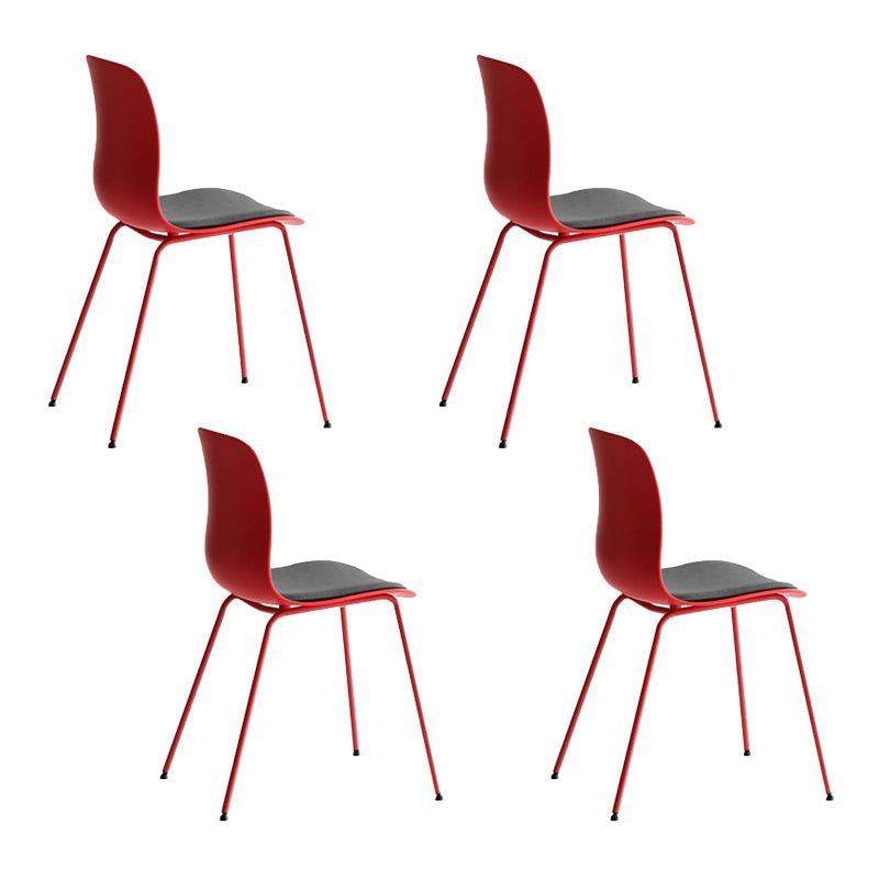 Industrial Coffee Shop Side Chair Matte Finish Solid Back Dining Chair Red-Gray 4 Piece Set Clearhalo ' kitchen&dining_furn' 'Dining Chairs' 'Dining Tables & Seating' 'dining_chair' 'furn' 'furn_dining_chair' 'Furniture' 'furniture_dining_chair' 'Kitchen & Dining Furniture' 'kitchen' 4237424