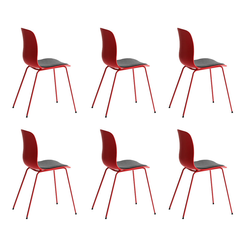 Industrial Coffee Shop Side Chair Matte Finish Solid Back Dining Chair Red-Gray 6 Piece Set Clearhalo ' kitchen&dining_furn' 'Dining Chairs' 'Dining Tables & Seating' 'dining_chair' 'furn' 'furn_dining_chair' 'Furniture' 'furniture_dining_chair' 'Kitchen & Dining Furniture' 'kitchen' 4237425
