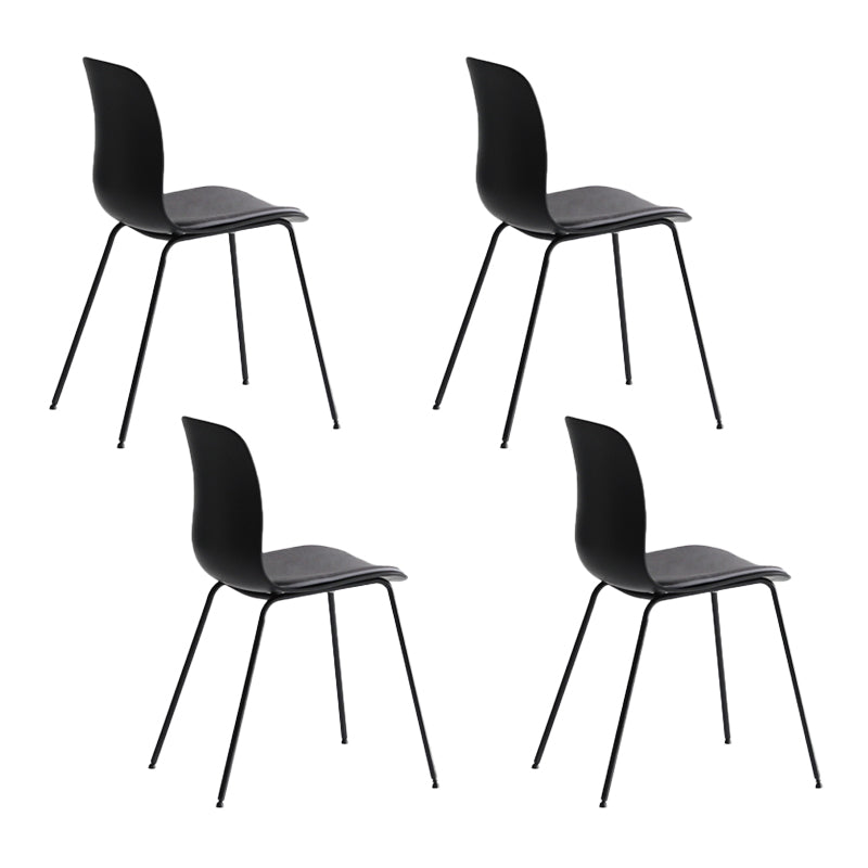 Industrial Coffee Shop Side Chair Matte Finish Solid Back Dining Chair Black-Gray 4 Piece Set Clearhalo ' kitchen&dining_furn' 'Dining Chairs' 'Dining Tables & Seating' 'dining_chair' 'furn' 'furn_dining_chair' 'Furniture' 'furniture_dining_chair' 'Kitchen & Dining Furniture' 'kitchen' 4237430