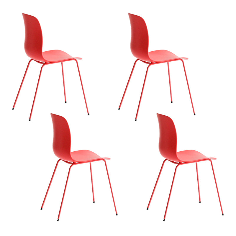 Industrial Coffee Shop Side Chair Matte Finish Solid Back Dining Chair Red 4 Piece Set Clearhalo ' kitchen&dining_furn' 'Dining Chairs' 'Dining Tables & Seating' 'dining_chair' 'furn' 'furn_dining_chair' 'Furniture' 'furniture_dining_chair' 'Kitchen & Dining Furniture' 'kitchen' 4237436