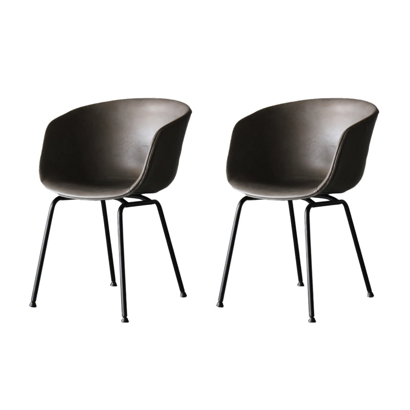 Industrial Meeting Room Arm Chair Matte Finish Solid Back Dining Chair (Set of 2) Grey Clearhalo ' kitchen&dining_furn' 'Dining Chairs' 'Dining Tables & Seating' 'dining_chair' 'furn' 'furn_dining_chair' 'Furniture' 'furniture_dining_chair' 'Kitchen & Dining Furniture' 'kitchen' 4237443