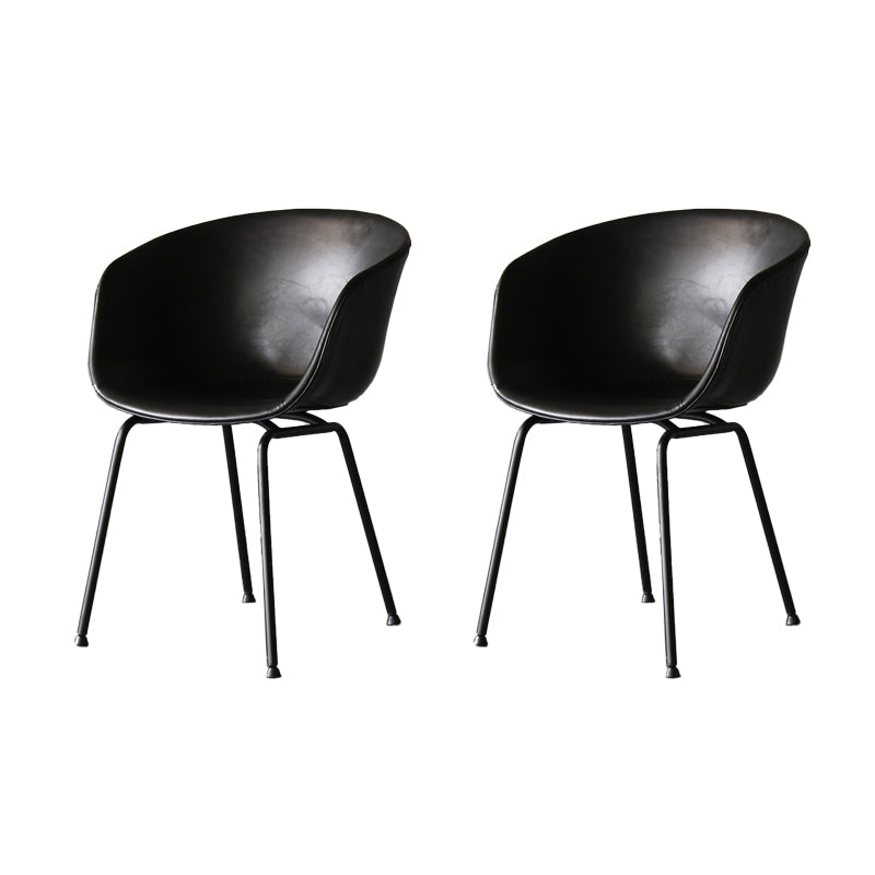 Industrial Meeting Room Arm Chair Matte Finish Solid Back Dining Chair (Set of 2) Black Clearhalo ' kitchen&dining_furn' 'Dining Chairs' 'Dining Tables & Seating' 'dining_chair' 'furn' 'furn_dining_chair' 'Furniture' 'furniture_dining_chair' 'Kitchen & Dining Furniture' 'kitchen' 4237444