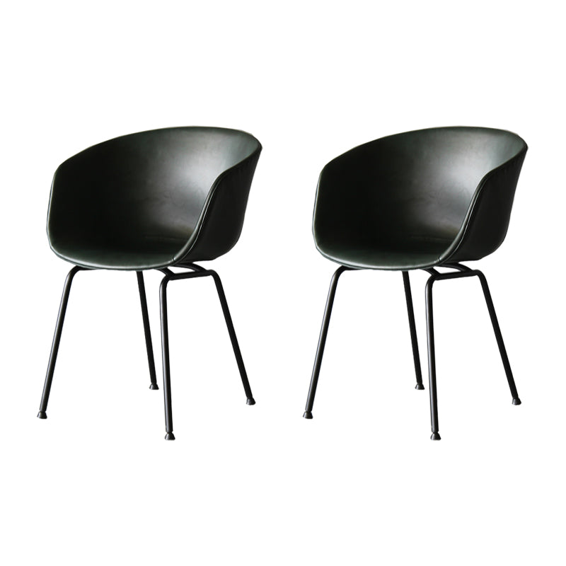 Industrial Meeting Room Arm Chair Matte Finish Solid Back Dining Chair (Set of 2) Blackish Green Clearhalo ' kitchen&dining_furn' 'Dining Chairs' 'Dining Tables & Seating' 'dining_chair' 'furn' 'furn_dining_chair' 'Furniture' 'furniture_dining_chair' 'Kitchen & Dining Furniture' 'kitchen' 4237450