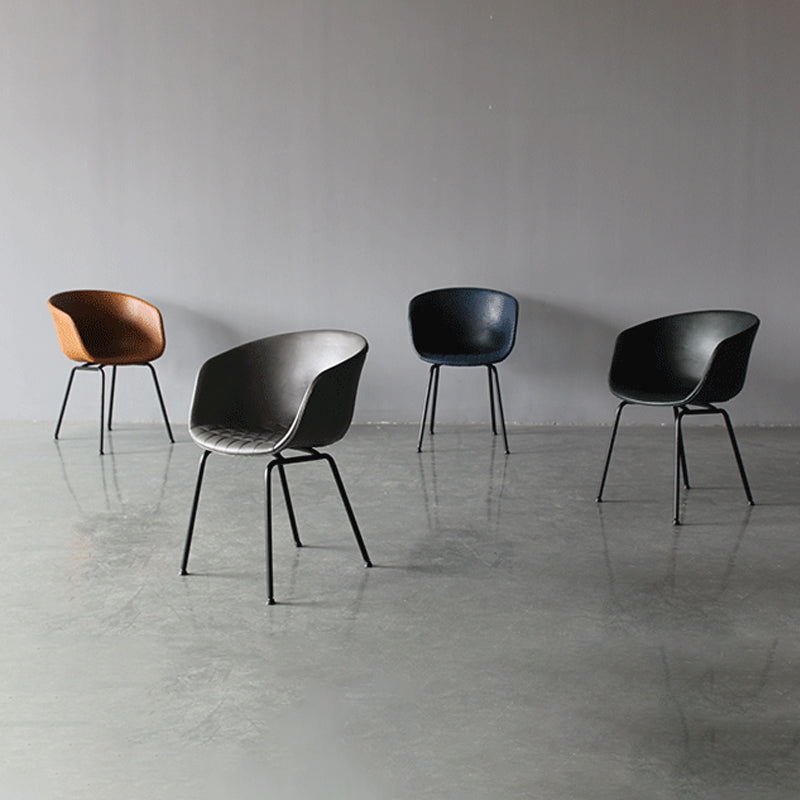 Industrial Meeting Room Arm Chair Matte Finish Solid Back Dining Chair (Set of 2) Clearhalo ' kitchen&dining_furn' 'Dining Chairs' 'Dining Tables & Seating' 'dining_chair' 'furn' 'furn_dining_chair' 'Furniture' 'furniture_dining_chair' 'Kitchen & Dining Furniture' 'kitchen' 4237454