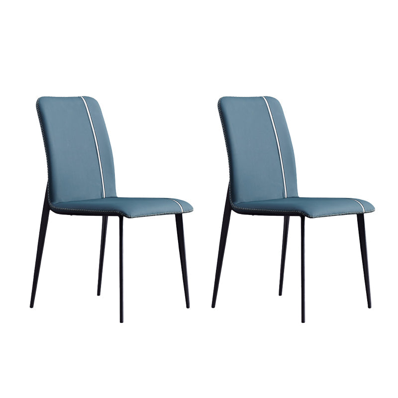 Contemporary Metal Dining Armless Chair Parsons Chair for Restaurant Use (Set of 2) Blue Clearhalo ' kitchen&dining_furn' 'Dining Chairs' 'Dining Tables & Seating' 'dining_chair' 'furn' 'furn_dining_chair' 'Furniture' 'furniture_dining_chair' 'Kitchen & Dining Furniture' 'kitchen' 4237458