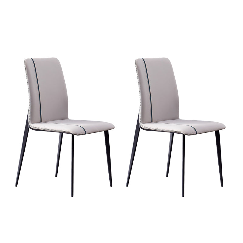 Contemporary Metal Dining Armless Chair Parsons Chair for Restaurant Use (Set of 2) Off-White Clearhalo ' kitchen&dining_furn' 'Dining Chairs' 'Dining Tables & Seating' 'dining_chair' 'furn' 'furn_dining_chair' 'Furniture' 'furniture_dining_chair' 'Kitchen & Dining Furniture' 'kitchen' 4237459