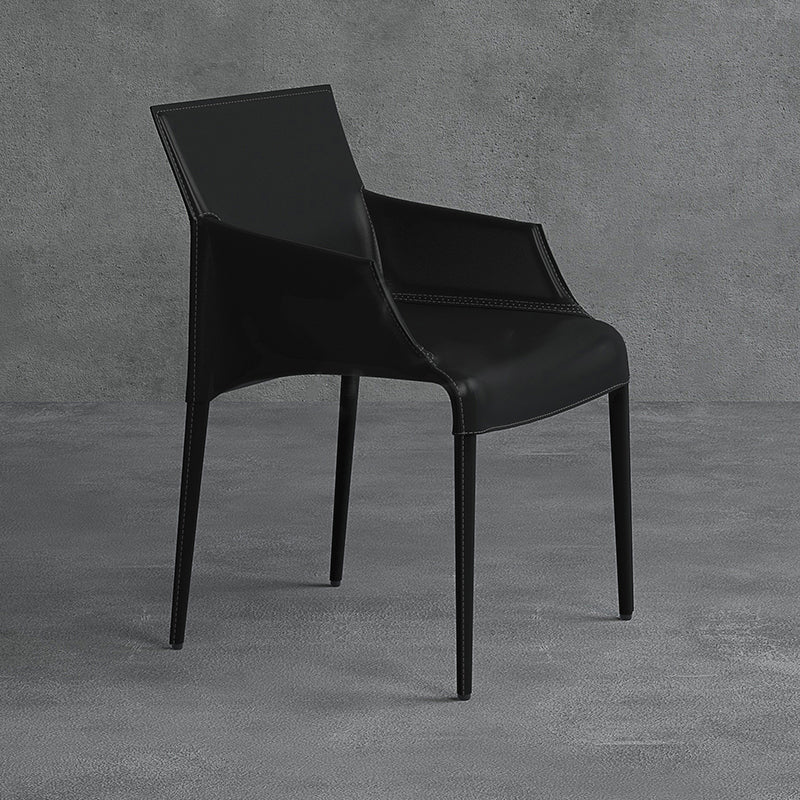 Modern Indoor-Outdoor Metal Chair Dining Room Solid Back Chair with Arm Black 1 Piece Clearhalo ' kitchen&dining_furn' 'Dining Chairs' 'Dining Tables & Seating' 'dining_chair' 'furn' 'furn_dining_chair' 'Furniture' 'furniture_dining_chair' 'Kitchen & Dining Furniture' 'kitchen' 4237470