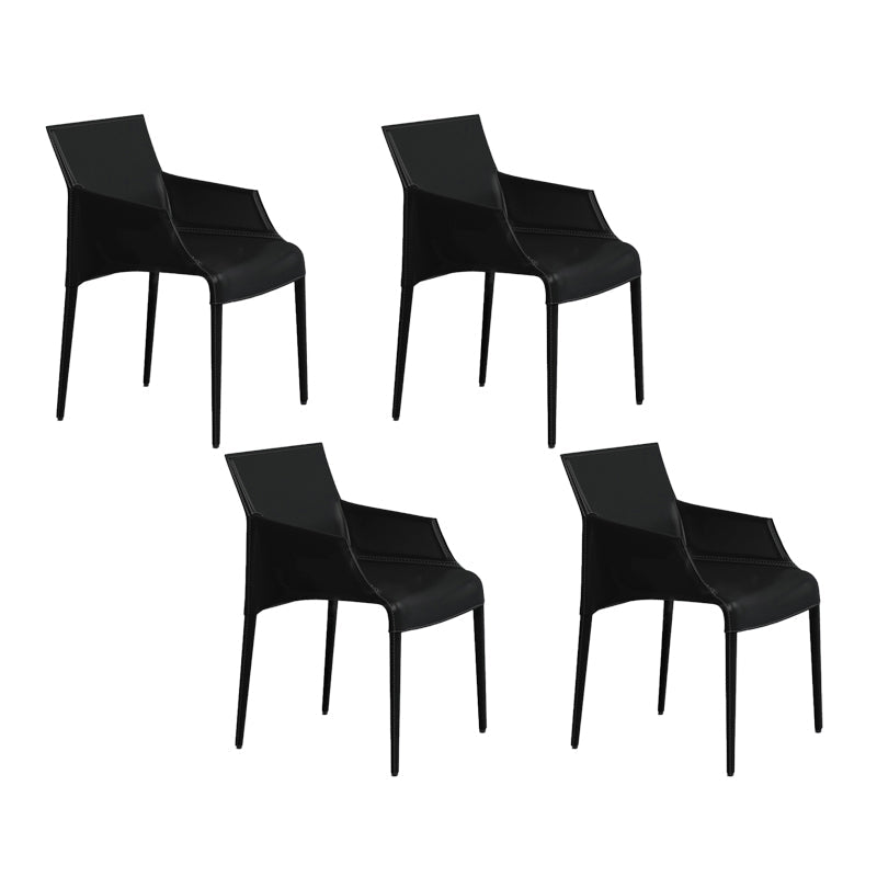 Modern Indoor-Outdoor Metal Chair Dining Room Solid Back Chair with Arm Black 4 Piece Set Clearhalo ' kitchen&dining_furn' 'Dining Chairs' 'Dining Tables & Seating' 'dining_chair' 'furn' 'furn_dining_chair' 'Furniture' 'furniture_dining_chair' 'Kitchen & Dining Furniture' 'kitchen' 4237474
