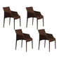 Modern Indoor-Outdoor Metal Chair Dining Room Solid Back Chair with Arm Dark Brown 4 Piece Set Clearhalo ' kitchen&dining_furn' 'Dining Chairs' 'Dining Tables & Seating' 'dining_chair' 'furn' 'furn_dining_chair' 'Furniture' 'furniture_dining_chair' 'Kitchen & Dining Furniture' 'kitchen' 4237480