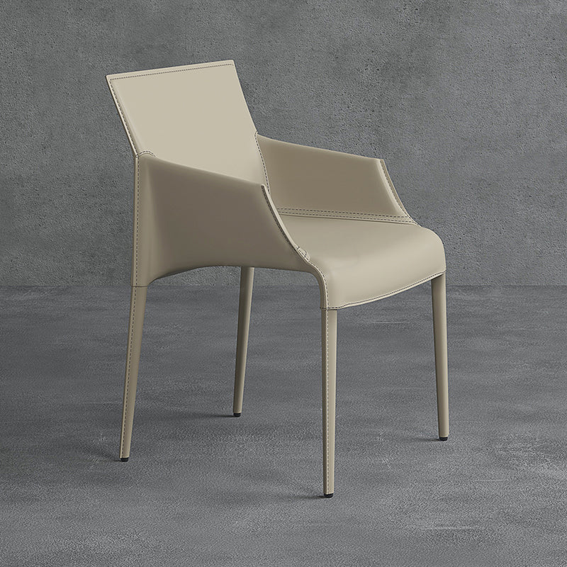 Modern Indoor-Outdoor Metal Chair Dining Room Solid Back Chair with Arm Off-White 1 Piece Clearhalo ' kitchen&dining_furn' 'Dining Chairs' 'Dining Tables & Seating' 'dining_chair' 'furn' 'furn_dining_chair' 'Furniture' 'furniture_dining_chair' 'Kitchen & Dining Furniture' 'kitchen' 4237482