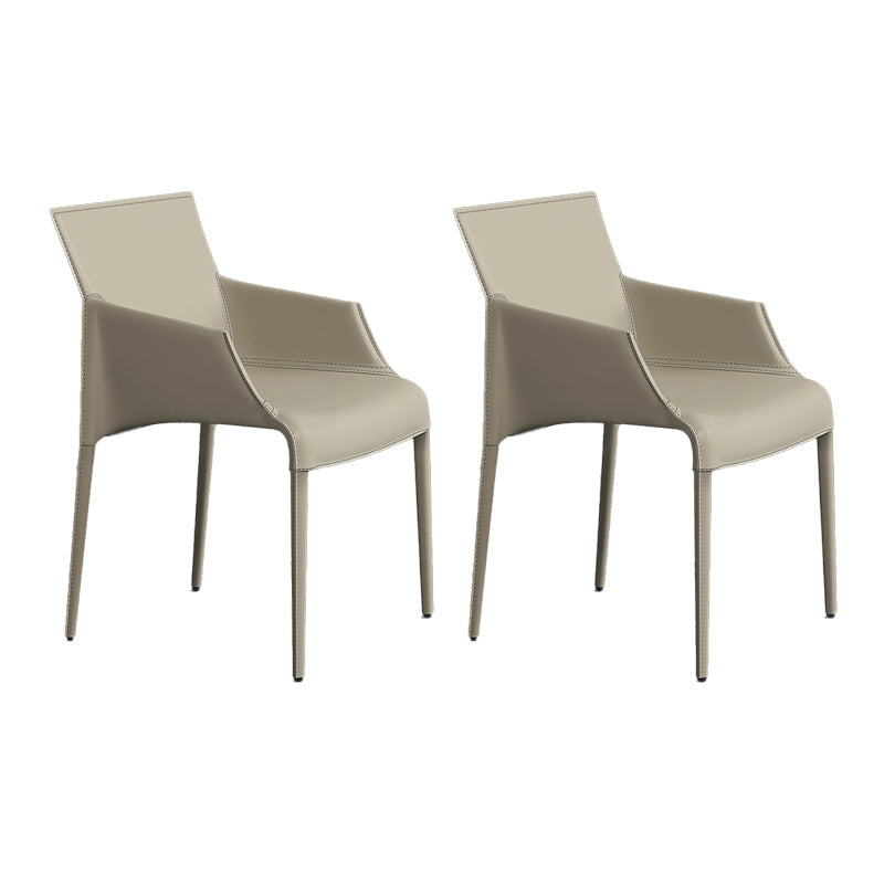 Modern Indoor-Outdoor Metal Chair Dining Room Solid Back Chair with Arm Off-White 2 Piece Set Clearhalo ' kitchen&dining_furn' 'Dining Chairs' 'Dining Tables & Seating' 'dining_chair' 'furn' 'furn_dining_chair' 'Furniture' 'furniture_dining_chair' 'Kitchen & Dining Furniture' 'kitchen' 4237483