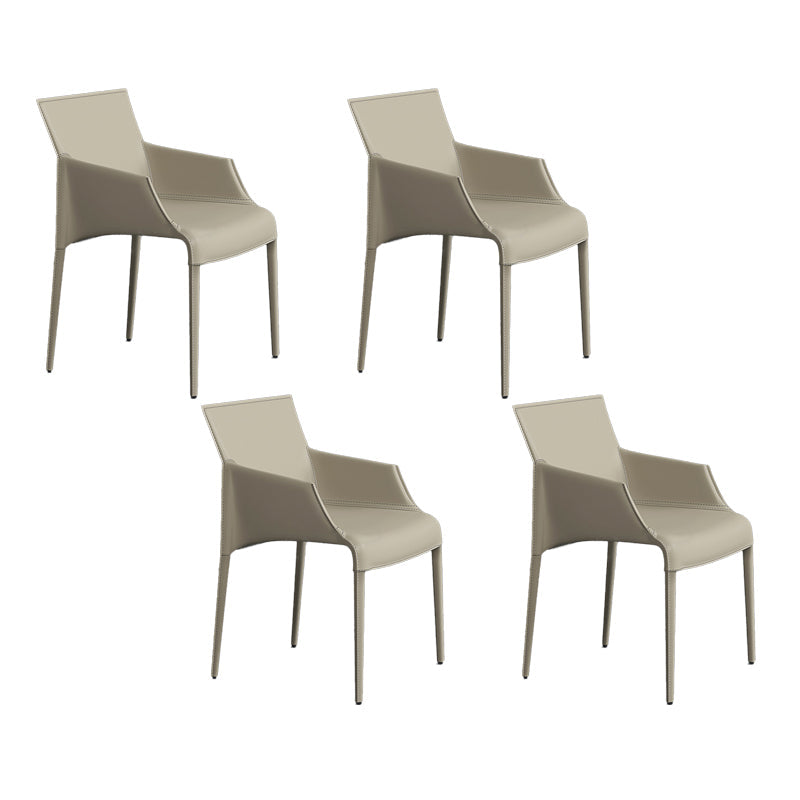 Modern Indoor-Outdoor Metal Chair Dining Room Solid Back Chair with Arm Off-White 4 Piece Set Clearhalo ' kitchen&dining_furn' 'Dining Chairs' 'Dining Tables & Seating' 'dining_chair' 'furn' 'furn_dining_chair' 'Furniture' 'furniture_dining_chair' 'Kitchen & Dining Furniture' 'kitchen' 4237485