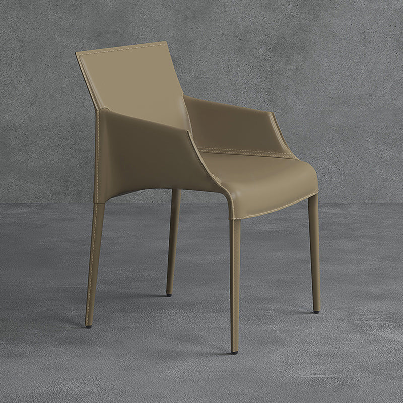 Modern Indoor-Outdoor Metal Chair Dining Room Solid Back Chair with Arm Light Brown 1 Piece Clearhalo ' kitchen&dining_furn' 'Dining Chairs' 'Dining Tables & Seating' 'dining_chair' 'furn' 'furn_dining_chair' 'Furniture' 'furniture_dining_chair' 'Kitchen & Dining Furniture' 'kitchen' 4237487