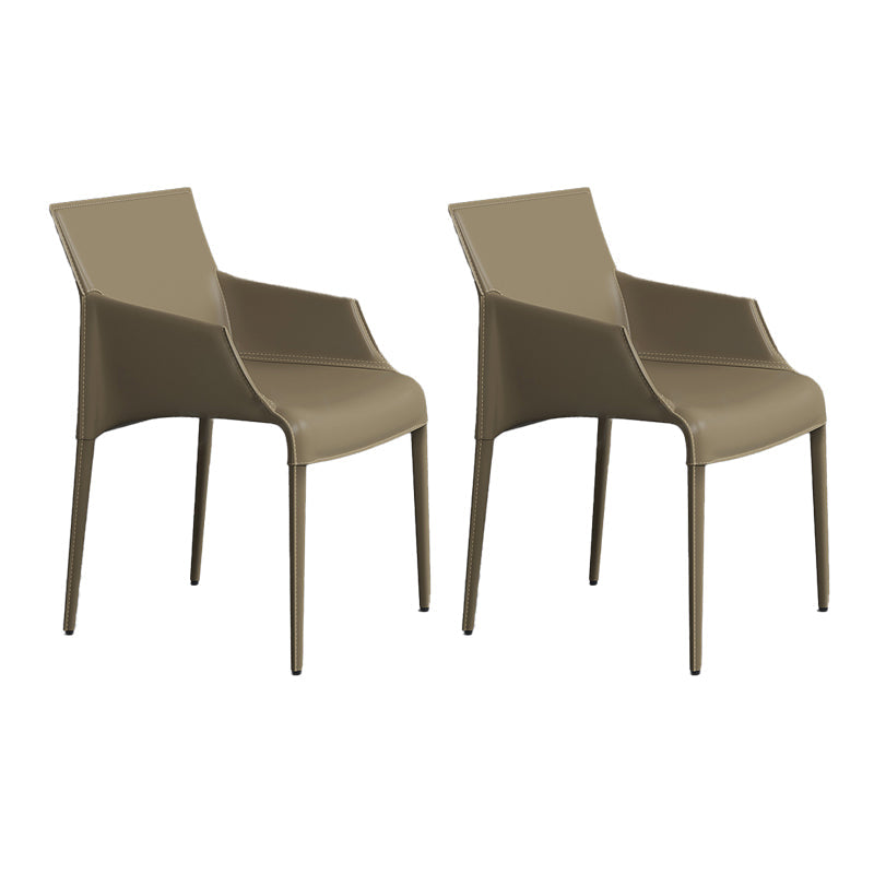 Modern Indoor-Outdoor Metal Chair Dining Room Solid Back Chair with Arm Light Brown 2 Piece Set Clearhalo ' kitchen&dining_furn' 'Dining Chairs' 'Dining Tables & Seating' 'dining_chair' 'furn' 'furn_dining_chair' 'Furniture' 'furniture_dining_chair' 'Kitchen & Dining Furniture' 'kitchen' 4237488