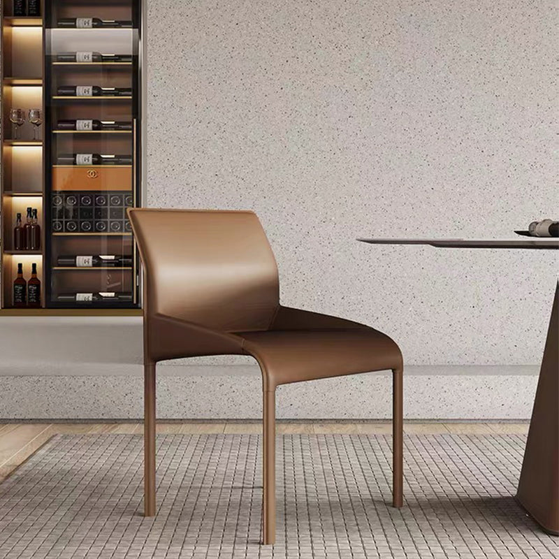 Designer Style Leather Dining Room Side Chair Solid Back Single Dining Chair Clearhalo ' kitchen&dining_furn' 'Dining Chairs' 'Dining Tables & Seating' 'dining_chair' 'furn' 'furn_dining_chair' 'Furniture' 'furniture_dining_chair' 'Kitchen & Dining Furniture' 'kitchen' 4237491