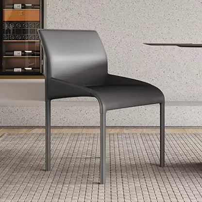 Designer Style Leather Dining Room Side Chair Solid Back Single Dining Chair Light Gray Clearhalo ' kitchen&dining_furn' 'Dining Chairs' 'Dining Tables & Seating' 'dining_chair' 'furn' 'furn_dining_chair' 'Furniture' 'furniture_dining_chair' 'Kitchen & Dining Furniture' 'kitchen' 4237492
