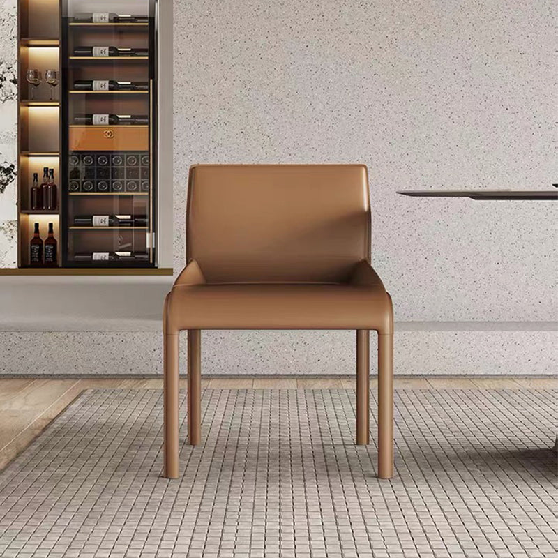 Designer Style Leather Dining Room Side Chair Solid Back Single Dining Chair Clearhalo ' kitchen&dining_furn' 'Dining Chairs' 'Dining Tables & Seating' 'dining_chair' 'furn' 'furn_dining_chair' 'Furniture' 'furniture_dining_chair' 'Kitchen & Dining Furniture' 'kitchen' 4237494