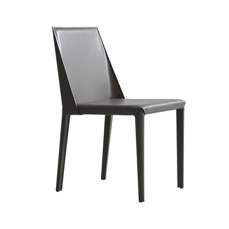 Modern Leather Dining Room Chairs Armless Metal Dining Chairs for Restaurant Use Dark Gray 1 Piece Clearhalo ' kitchen&dining_furn' 'Dining Chairs' 'Dining Tables & Seating' 'dining_chair' 'furn' 'furn_dining_chair' 'Furniture' 'furniture_dining_chair' 'Kitchen & Dining Furniture' 'kitchen' 4237514