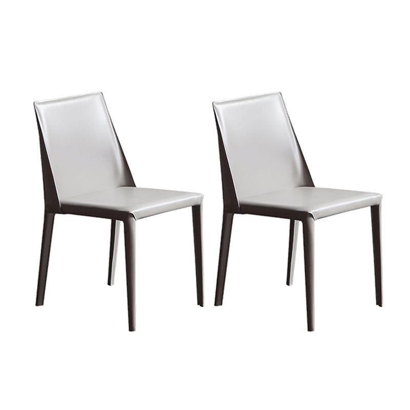 Modern Leather Dining Room Chairs Armless Metal Dining Chairs for Restaurant Use Light Gray 2 Piece Set Clearhalo ' kitchen&dining_furn' 'Dining Chairs' 'Dining Tables & Seating' 'dining_chair' 'furn' 'furn_dining_chair' 'Furniture' 'furniture_dining_chair' 'Kitchen & Dining Furniture' 'kitchen' 4237522