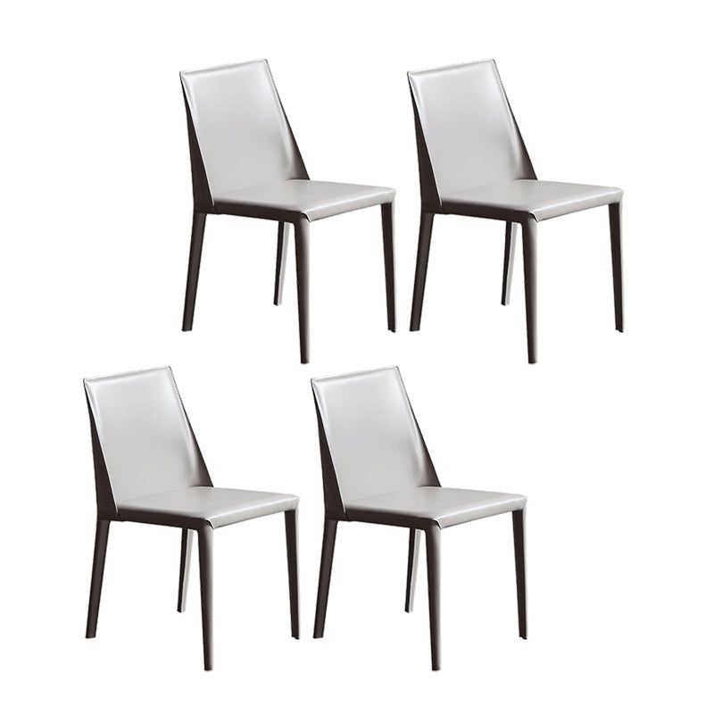 Modern Leather Dining Room Chairs Armless Metal Dining Chairs for Restaurant Use Light Gray 4 Piece Set Clearhalo ' kitchen&dining_furn' 'Dining Chairs' 'Dining Tables & Seating' 'dining_chair' 'furn' 'furn_dining_chair' 'Furniture' 'furniture_dining_chair' 'Kitchen & Dining Furniture' 'kitchen' 4237524