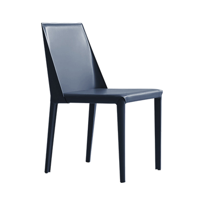 Modern Leather Dining Room Chairs Armless Metal Dining Chairs for Restaurant Use Dark Blue 1 Piece Clearhalo ' kitchen&dining_furn' 'Dining Chairs' 'Dining Tables & Seating' 'dining_chair' 'furn' 'furn_dining_chair' 'Furniture' 'furniture_dining_chair' 'Kitchen & Dining Furniture' 'kitchen' 4237532
