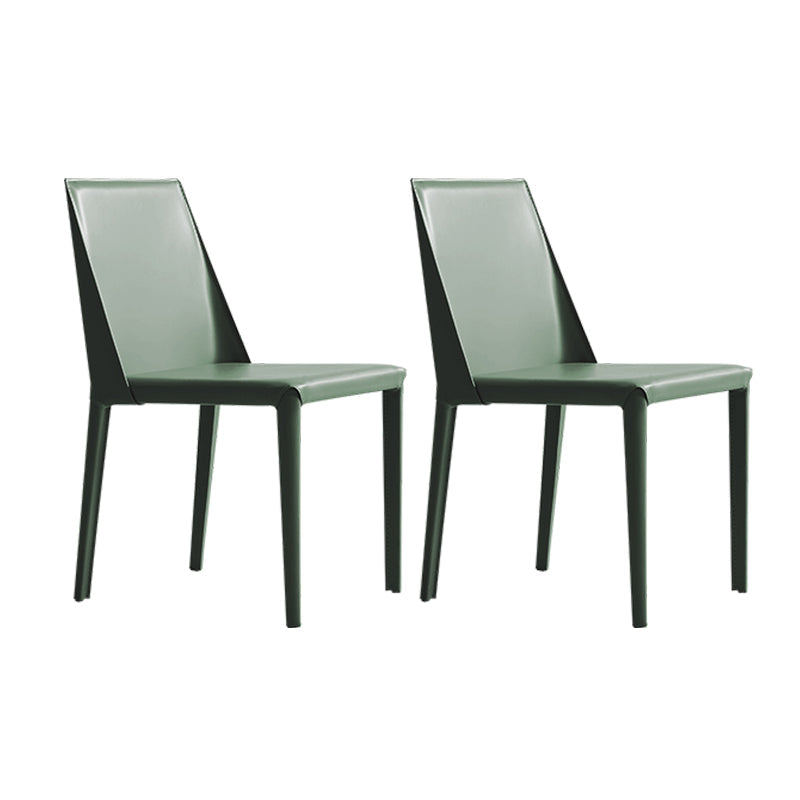 Modern Leather Dining Room Chairs Armless Metal Dining Chairs for Restaurant Use Blackish Green 2 Piece Set Clearhalo ' kitchen&dining_furn' 'Dining Chairs' 'Dining Tables & Seating' 'dining_chair' 'furn' 'furn_dining_chair' 'Furniture' 'furniture_dining_chair' 'Kitchen & Dining Furniture' 'kitchen' 4237536