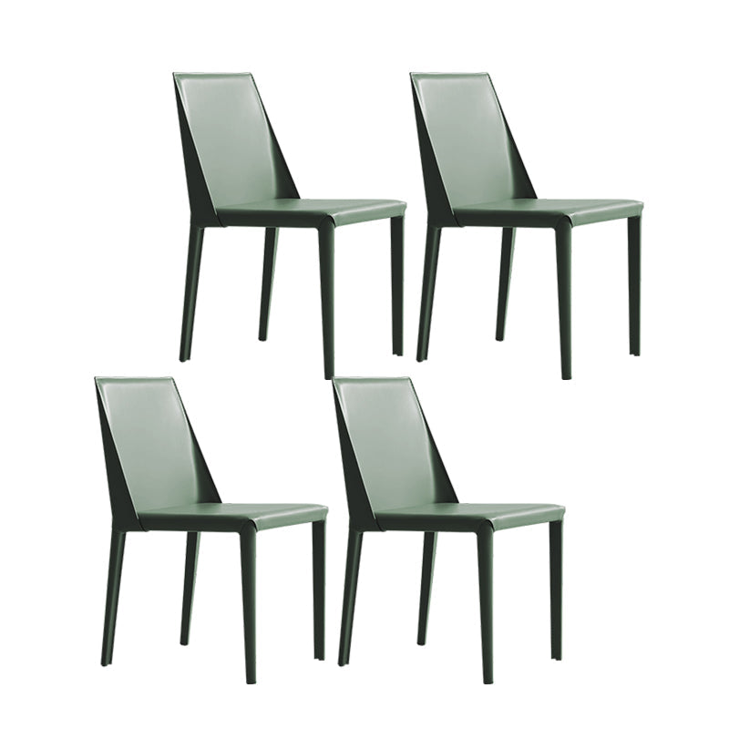 Modern Leather Dining Room Chairs Armless Metal Dining Chairs for Restaurant Use Blackish Green 4 Piece Set Clearhalo ' kitchen&dining_furn' 'Dining Chairs' 'Dining Tables & Seating' 'dining_chair' 'furn' 'furn_dining_chair' 'Furniture' 'furniture_dining_chair' 'Kitchen & Dining Furniture' 'kitchen' 4237537