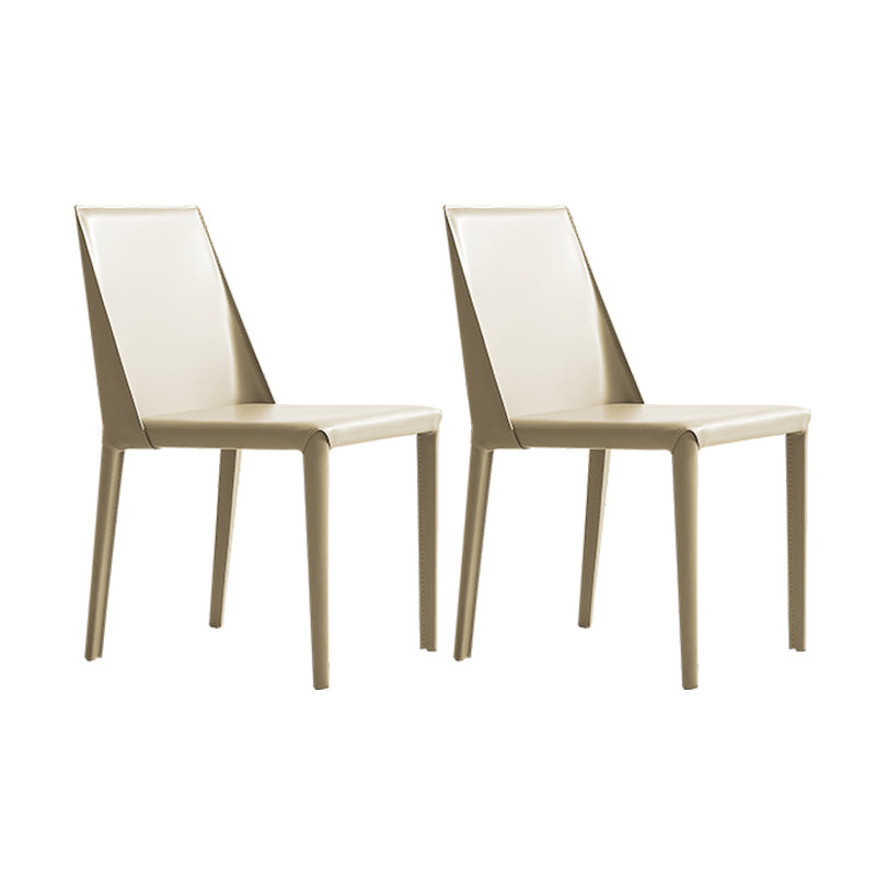 Modern Leather Dining Room Chairs Armless Metal Dining Chairs for Restaurant Use Beige 2 Piece Set Clearhalo ' kitchen&dining_furn' 'Dining Chairs' 'Dining Tables & Seating' 'dining_chair' 'furn' 'furn_dining_chair' 'Furniture' 'furniture_dining_chair' 'Kitchen & Dining Furniture' 'kitchen' 4237539