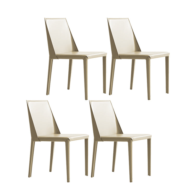 Modern Leather Dining Room Chairs Armless Metal Dining Chairs for Restaurant Use Beige 4 Piece Set Clearhalo ' kitchen&dining_furn' 'Dining Chairs' 'Dining Tables & Seating' 'dining_chair' 'furn' 'furn_dining_chair' 'Furniture' 'furniture_dining_chair' 'Kitchen & Dining Furniture' 'kitchen' 4237540