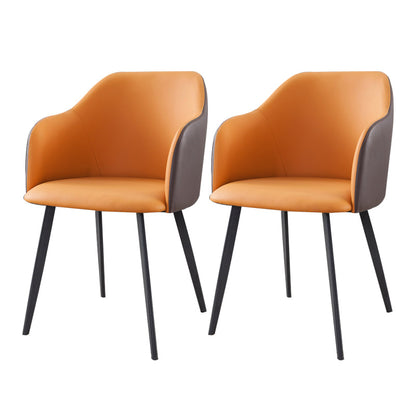 Industrial Metal Dining Room Chairs Arm Leather Dining Chairs for Home Use Orange 2 Piece Set Clearhalo ' kitchen&dining_furn' 'Dining Chairs' 'Dining Tables & Seating' 'dining_chair' 'furn' 'furn_dining_chair' 'Furniture' 'furniture_dining_chair' 'Kitchen & Dining Furniture' 'kitchen' 4237543