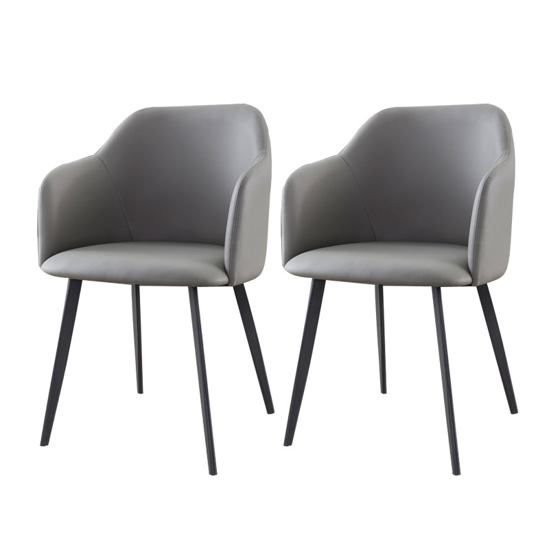 Industrial Metal Dining Room Chairs Arm Leather Dining Chairs for Home Use Grey 2 Piece Set Clearhalo ' kitchen&dining_furn' 'Dining Chairs' 'Dining Tables & Seating' 'dining_chair' 'furn' 'furn_dining_chair' 'Furniture' 'furniture_dining_chair' 'Kitchen & Dining Furniture' 'kitchen' 4237544