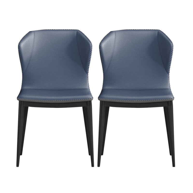 Modern Faux Leather Dining Chair Metal Dining Room Chairs for Home Use Blue 2 Piece Set Clearhalo ' kitchen&dining_furn' 'Dining Chairs' 'Dining Tables & Seating' 'dining_chair' 'furn' 'furn_dining_chair' 'Furniture' 'furniture_dining_chair' 'Kitchen & Dining Furniture' 'kitchen' 4237558