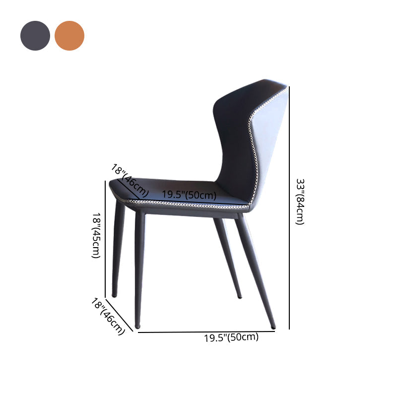 Modern Faux Leather Dining Chair Metal Dining Room Chairs for Home Use Clearhalo ' kitchen&dining_furn' 'Dining Chairs' 'Dining Tables & Seating' 'dining_chair' 'furn' 'furn_dining_chair' 'Furniture' 'furniture_dining_chair' 'Kitchen & Dining Furniture' 'kitchen' 4237568