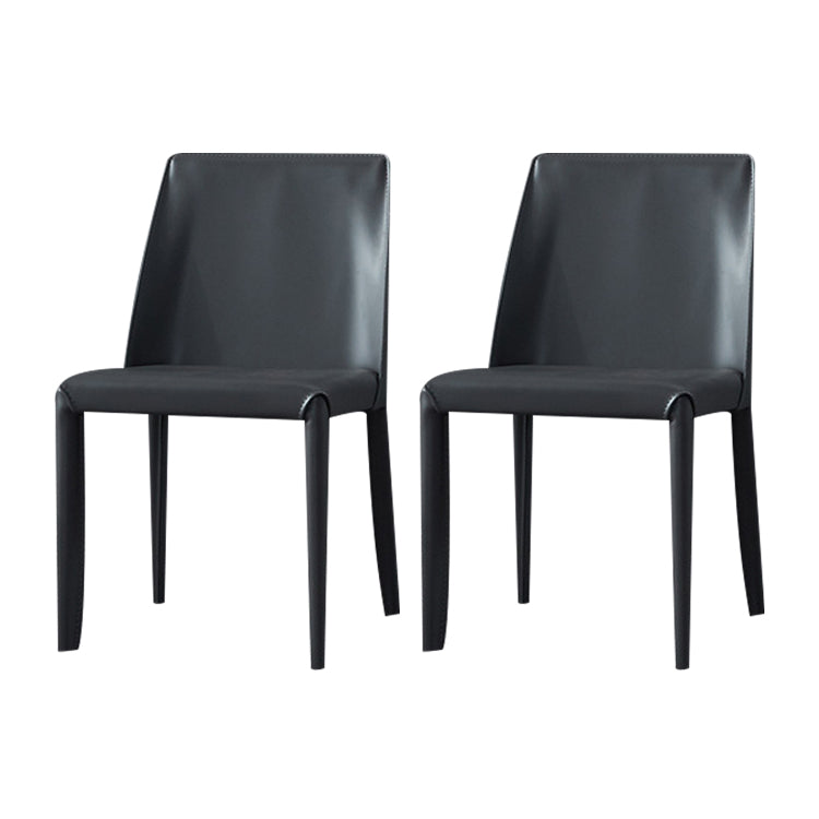 Modern Leather Dining Armless Chair Metal Dining Room Chairs for Home Use Grey Clearhalo ' kitchen&dining_furn' 'Dining Chairs' 'Dining Tables & Seating' 'dining_chair' 'furn' 'furn_dining_chair' 'Furniture' 'furniture_dining_chair' 'Kitchen & Dining Furniture' 'kitchen' 4237570