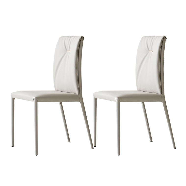 Contemporary Style Leather Dining Side Chairs Solid Back Armless Chairs (Set of 2) Light Gray Clearhalo ' kitchen&dining_furn' 'Dining Chairs' 'Dining Tables & Seating' 'dining_chair' 'furn' 'furn_dining_chair' 'Furniture' 'furniture_dining_chair' 'Kitchen & Dining Furniture' 'kitchen' 4237584