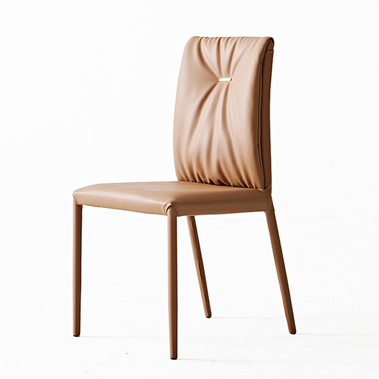 Contemporary Style Leather Dining Side Chairs Solid Back Armless Chairs (Set of 2) Clearhalo ' kitchen&dining_furn' 'Dining Chairs' 'Dining Tables & Seating' 'dining_chair' 'furn' 'furn_dining_chair' 'Furniture' 'furniture_dining_chair' 'Kitchen & Dining Furniture' 'kitchen' 4237586