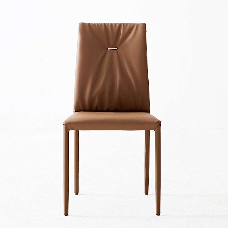 Contemporary Style Leather Dining Side Chairs Solid Back Armless Chairs (Set of 2) Clearhalo ' kitchen&dining_furn' 'Dining Chairs' 'Dining Tables & Seating' 'dining_chair' 'furn' 'furn_dining_chair' 'Furniture' 'furniture_dining_chair' 'Kitchen & Dining Furniture' 'kitchen' 4237587