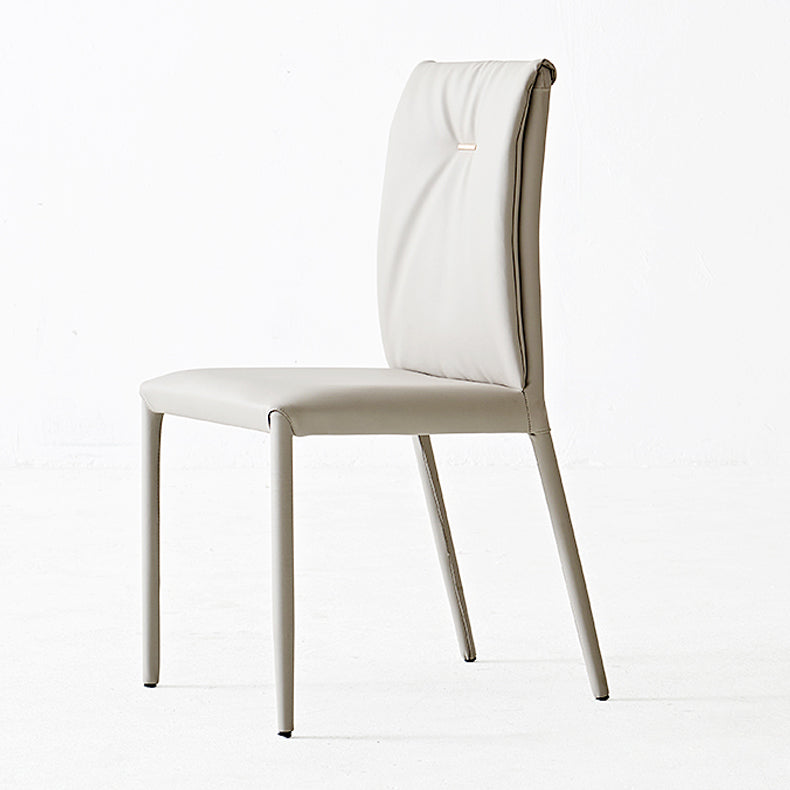 Contemporary Style Leather Dining Side Chairs Solid Back Armless Chairs (Set of 2) Clearhalo ' kitchen&dining_furn' 'Dining Chairs' 'Dining Tables & Seating' 'dining_chair' 'furn' 'furn_dining_chair' 'Furniture' 'furniture_dining_chair' 'Kitchen & Dining Furniture' 'kitchen' 4237588